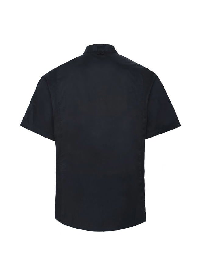 TopTie Unisex Short Sleeve Chef Coat Jacket (Black With Mesh, L) - Image 5