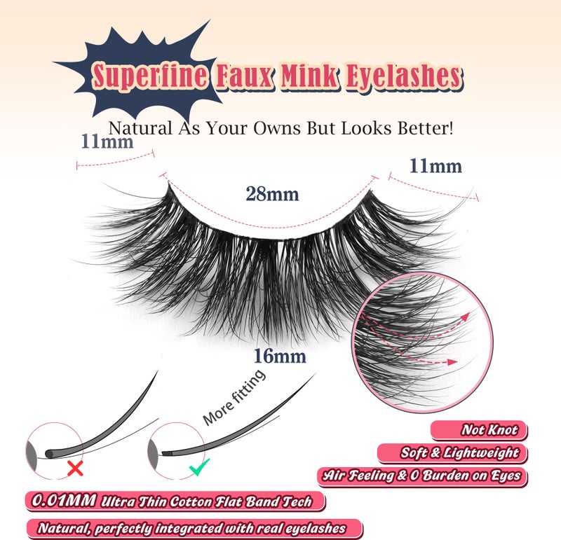 Siligli Wispy Lashes False Eyelashes Natural 16mm Fluffy Eyelashes Strip Lashes Pack 3D Volume Lashes 0.1MM Extra Thin Cotton Band Fake Eyelashes Soft Full Lashes C Curl Lashes Pack Siligli 7 Pair - Image 2