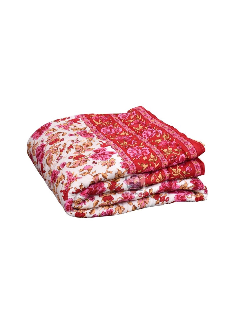 PINAARAS INTERIOR PINAARAS INTERIOR 400 TC Single Bed Jaipuri Razai Organic Pure Cotton Jaipuri rajai Ac Quilt for All Season Soft Lightweight Rajasthani Traditional Cotton Single Bed  - Image 1