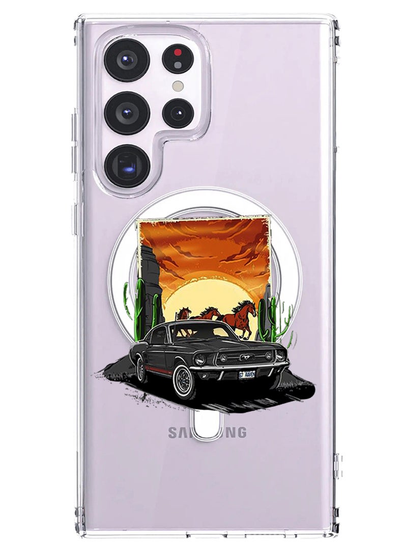 Theodor Magnetic Case for Samsung Galaxy S23 Ultra 6.8-inch Compatible with MagSafe Wireless Charging, Shockproof Phone Bumper Cover Car horse copy - Image 1