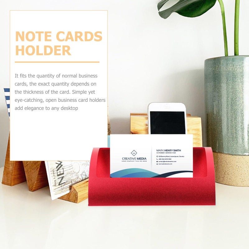 Red Metal Business Card Holder Stand Desk Organizer Rack for Office Reception Exhibition - Image 4