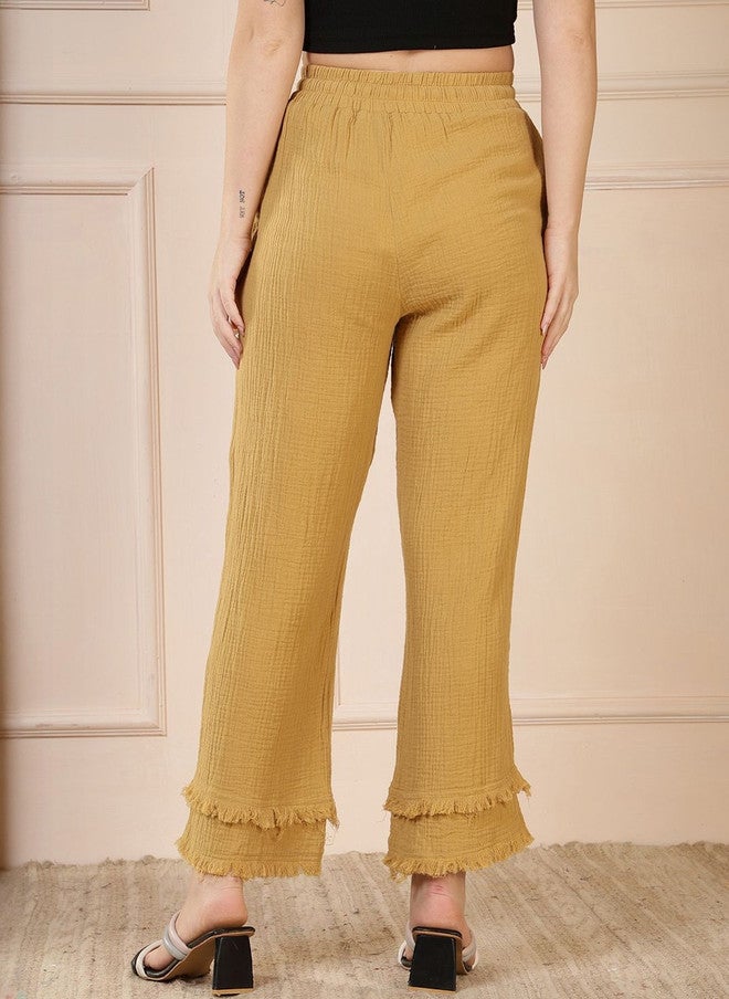 Rue Collection سروال مستقيم مريح بلون الخردل للنساء - Image 2