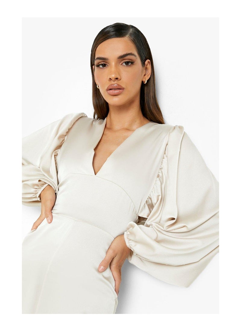 boohoo - Satin Plunge Batwing Wide Leg Jumpsuit - Image 1