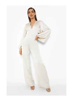 Satin Plunge Batwing Wide Leg Jumpsuit