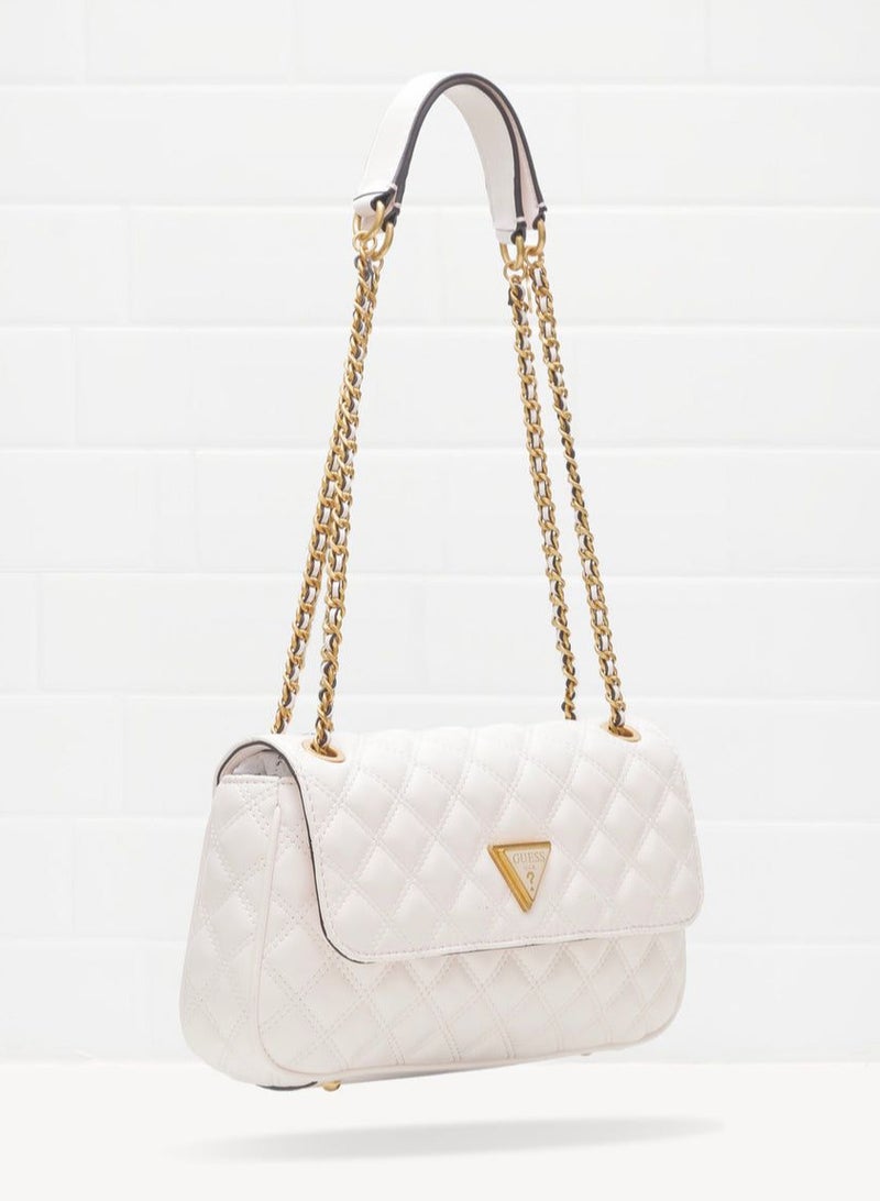 GUESS White Quilted Chain Shoulder Bag For Women - Image 3