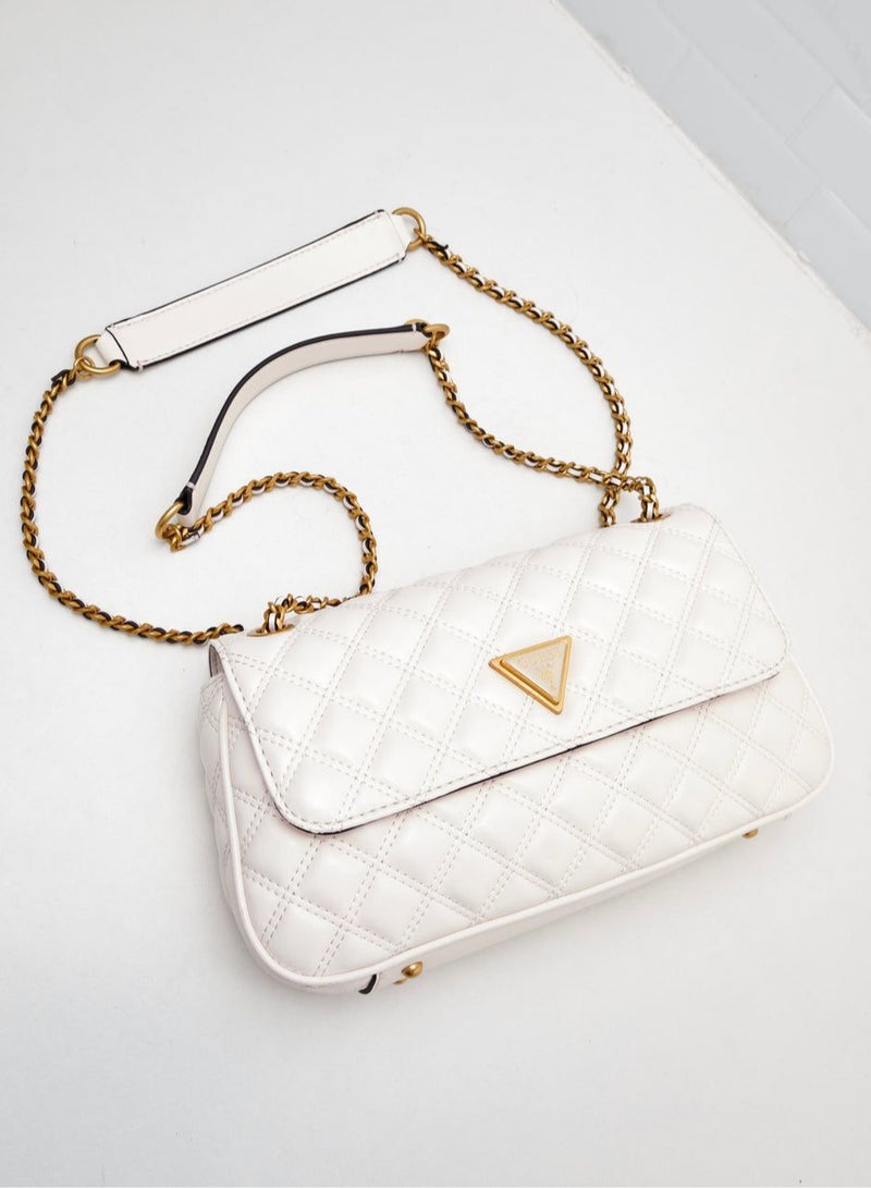 GUESS White Quilted Chain Shoulder Bag For Women - Image 4