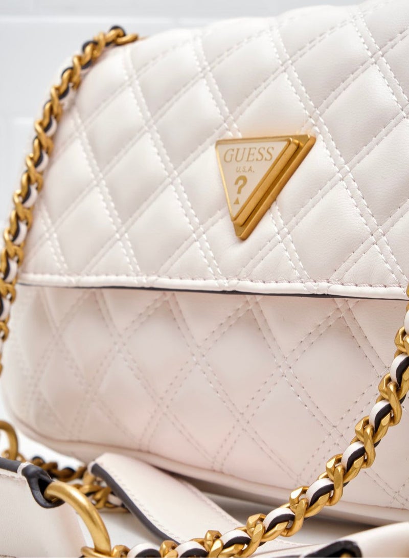 GUESS White Quilted Chain Shoulder Bag For Women - Image 5