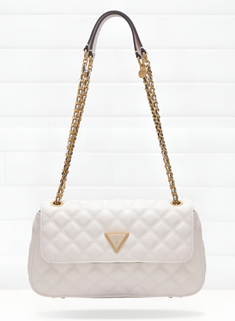 GUESS White Quilted Chain Shoulder Bag For Women - Image 1