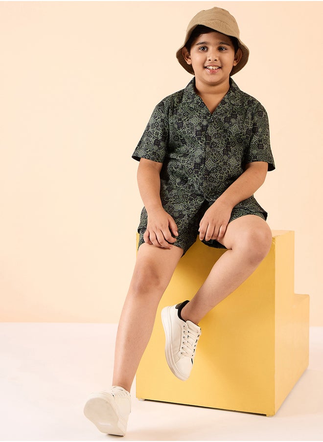 Stylo Bug Stylo Bug Rayon Short Sleeve Shirt and Shorts Set for Boys  - Image 2