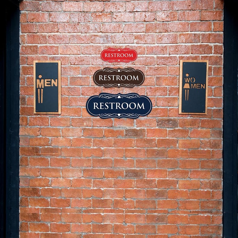 All Quality Designer Restroom Wall or Door Sign - Bathroom Signage | Durable Plastic and Easy Installation | Dark Brown - Large (1 Pack) - Image 3