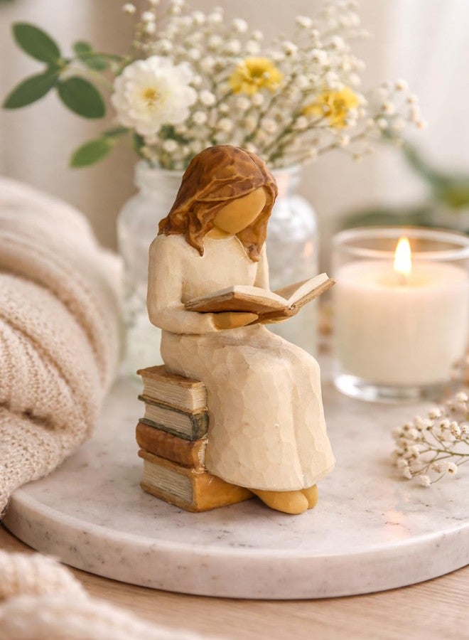 VEOJEIN Reading Girl Figurine | 6-inch Inspirational Book Lover Sculpture, Thoughtful Home & Office Decor, Gift for Teachers, Students, Readers & Women, Mindfulness and Study Symbol Statue - Image 2