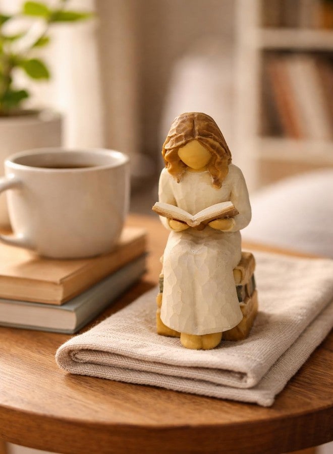VEOJEIN Reading Girl Figurine | 6-inch Inspirational Book Lover Sculpture, Thoughtful Home & Office Decor, Gift for Teachers, Students, Readers & Women, Mindfulness and Study Symbol Statue - Image 4