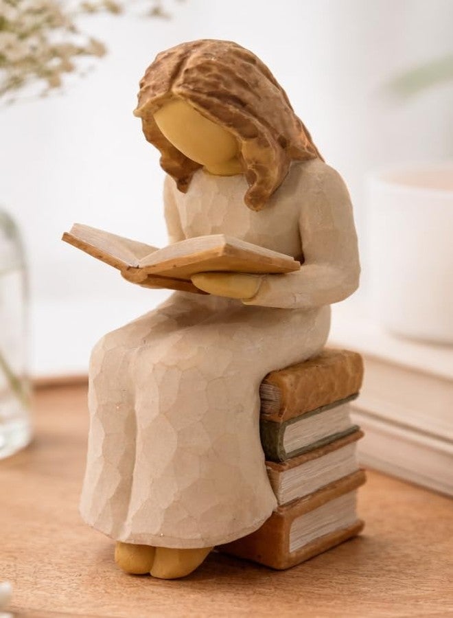 VEOJEIN Reading Girl Figurine | 6-inch Inspirational Book Lover Sculpture, Thoughtful Home & Office Decor, Gift for Teachers, Students, Readers & Women, Mindfulness and Study Symbol Statue - Image 1