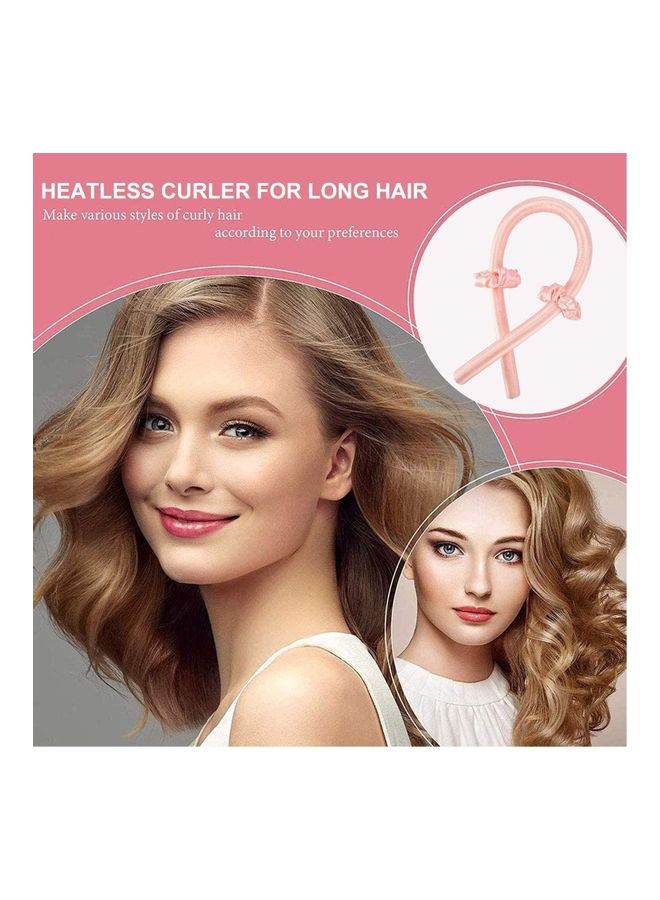 NIBEMINENT Sponge Heatless Curl Hair Ribbon Set Pink - Image 2