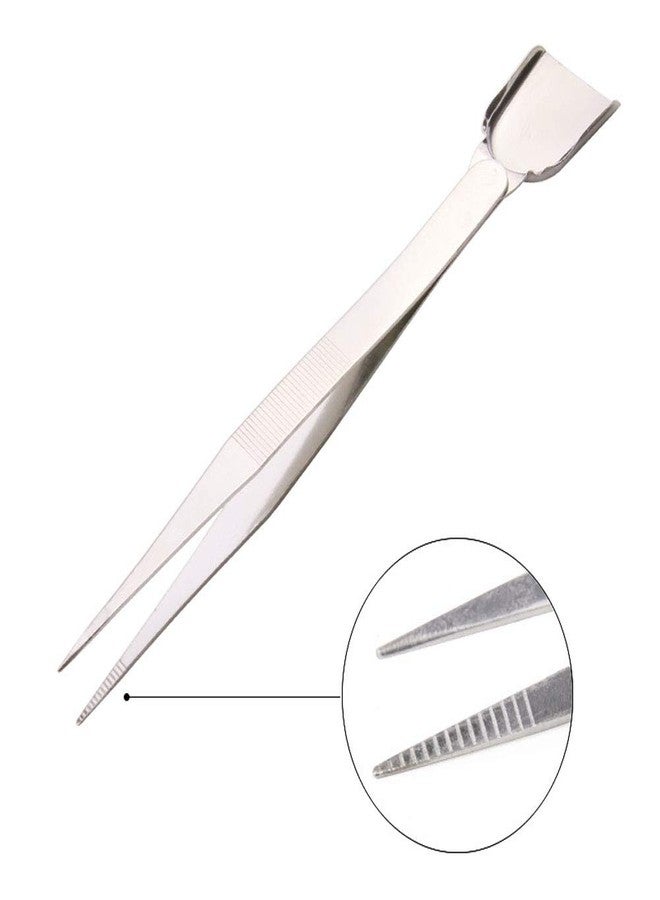 Teensery 2 Pcs Stainless Steel Tweezer with Scoop Handy Pointed Tips Tweezer for Beads Stones Gems Diamond - Image 4
