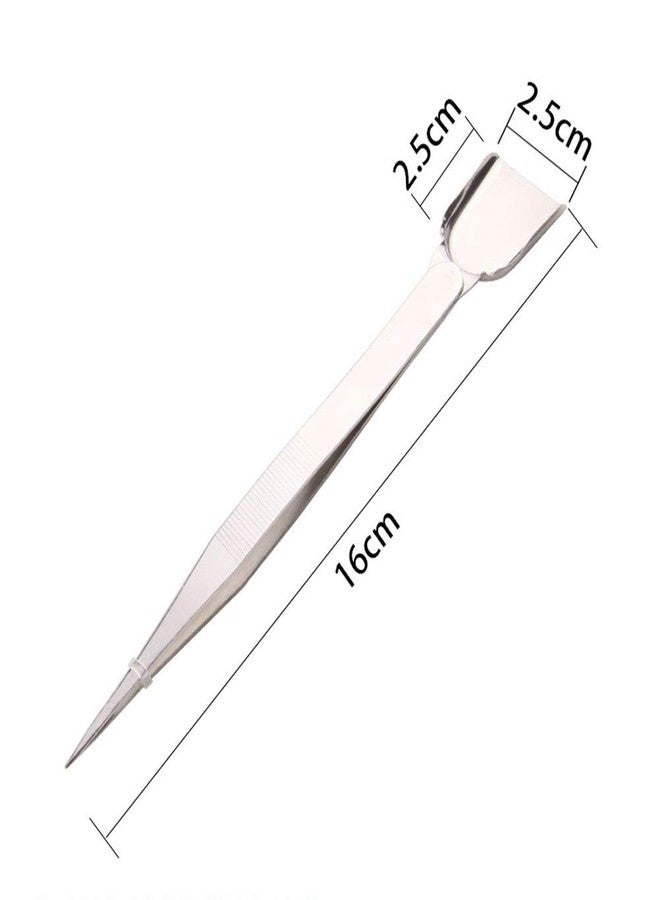 Teensery 2 Pcs Stainless Steel Tweezer with Scoop Handy Pointed Tips Tweezer for Beads Stones Gems Diamond - Image 2