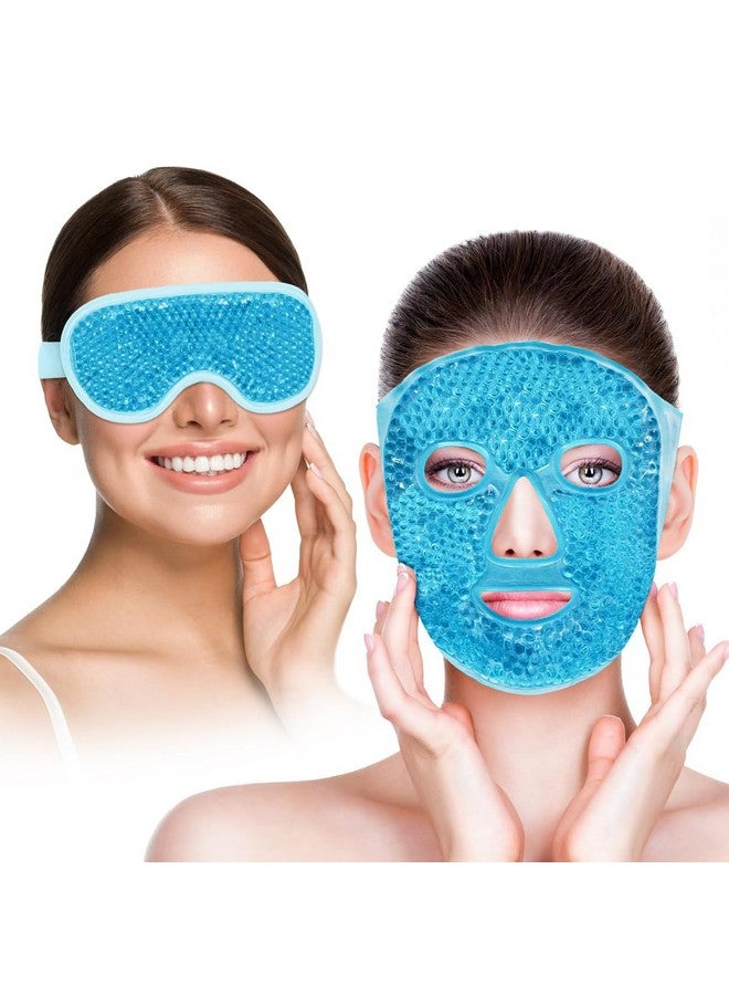 ZIBUYUÂ® Set of 2Pcs Eye Cooling Mask,Cooling Gel Mask & Eye for Dark Circles,Compress Full-Face Gel Dual Purpose Warm Cold Therapy Face for Reducing Puffiness Pain Relief - Image 1
