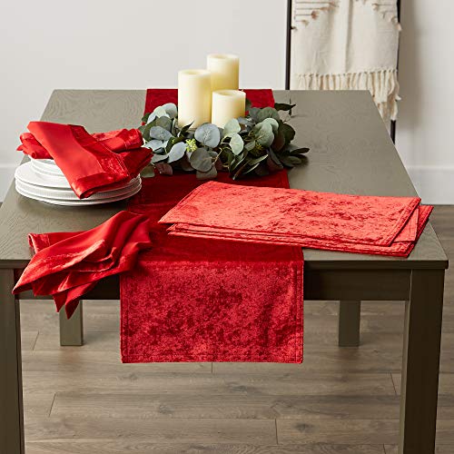 DII Velvet Collection Tabletop, Table Runner, 14x72, Red - Image 4