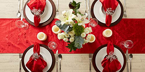 DII Velvet Collection Tabletop, Table Runner, 14x72, Red - Image 2