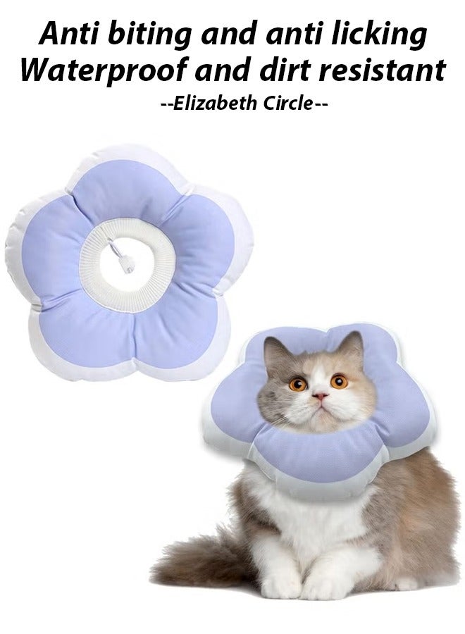 Generic Cat Cone Collar Waterproof and Soft Cone Collars for Cat Wound Healing Protective Cone After Surgery Elizabethan Collars for Kitten Pets Stop Licking Cat Recovery E Collar for Cats Collar for Small Dogs Cat Neck Cone Alternative for Cats KittensBLUE M size (17-27cm)  - Image 1