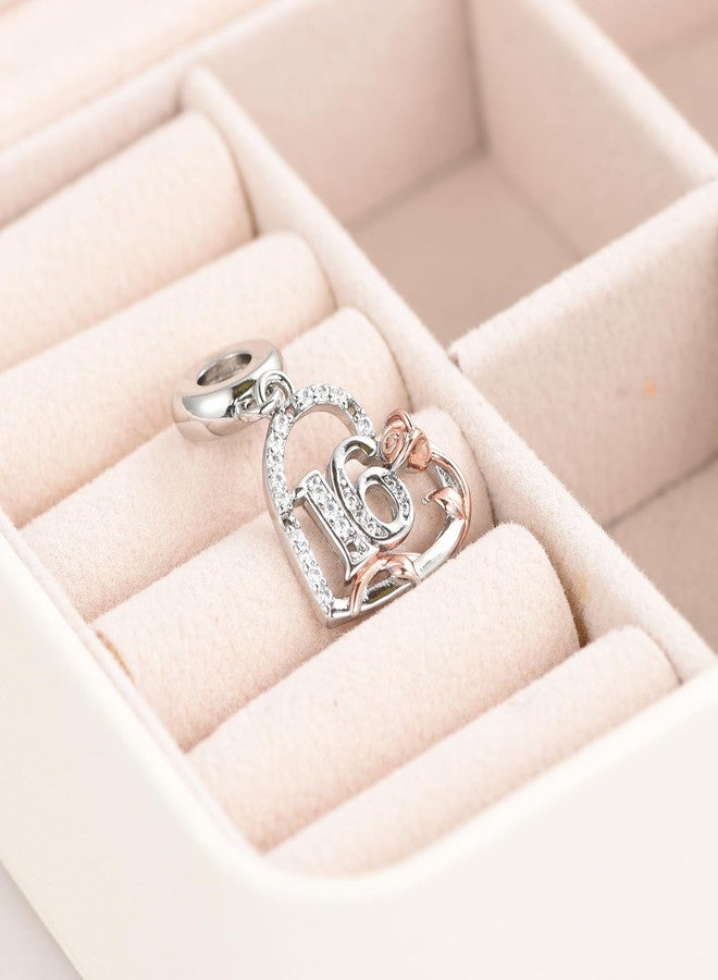 KunBead 16 Happy Birthday Rose Heart Dangle Bead Charms Compatible with Pandora Bracelet for Daughter Granddaughter Sister Best Friend - Image 3