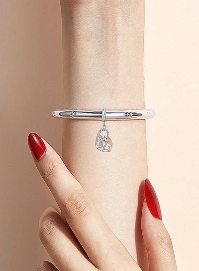 KunBead 16 Happy Birthday Rose Heart Dangle Bead Charms Compatible with Pandora Bracelet for Daughter Granddaughter Sister Best Friend - Image 5