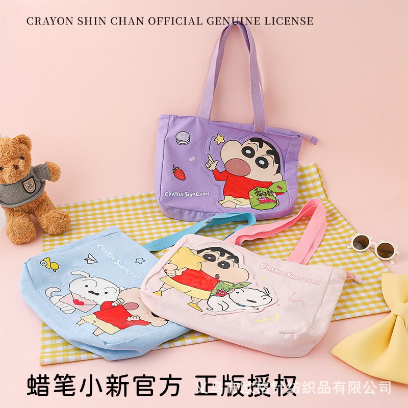 Crayon Small New Canvas Bag Cute Cartoon Genuine Authorized Girl Tote Bag Bag Large Capacity - Image 5