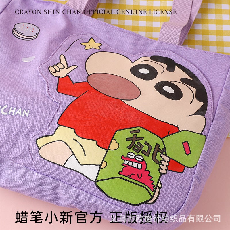 Crayon Small New Canvas Bag Cute Cartoon Genuine Authorized Girl Tote Bag Bag Large Capacity - Image 4