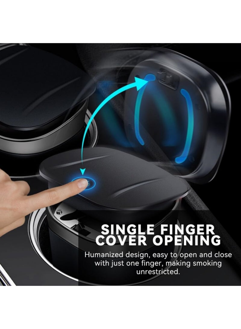 Adando Car Ashtray, Ashtray with Lid, Stainless Steel Smokeless Ashtray with LED Light, Detachable Easy to Clean Portable Ashtray for Home, Office, Outdoor Camping (Black Silver) - Image 3