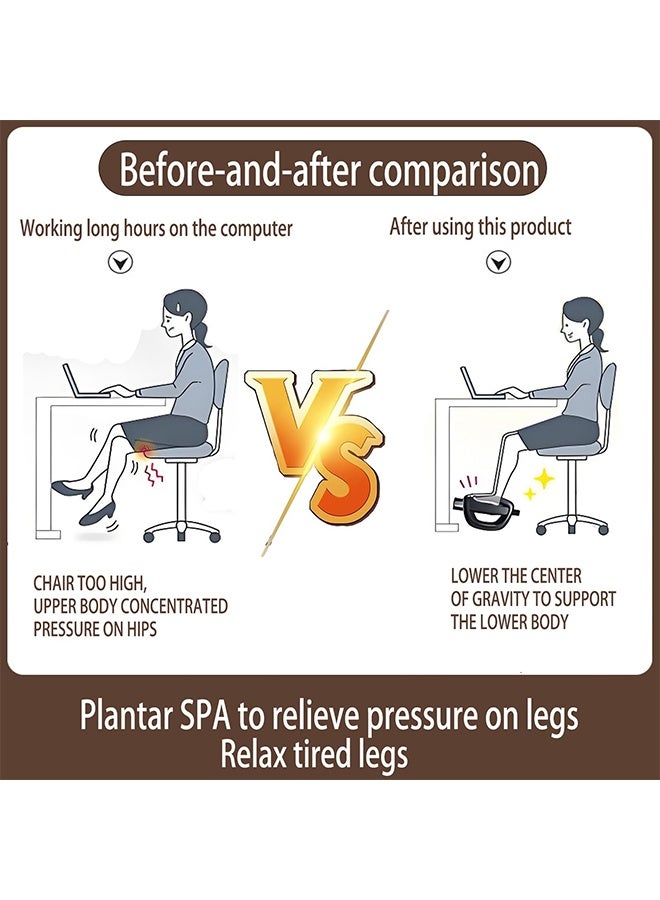 Foot Rest for Under Desk at Work, Six Heights Adjustable Under Desk Footrest, Ergonomic Foot Stools for Under Office Desks, Desks Foot Rest with Massage Rollers, Leg Rest for Chair (Black) - Image 3