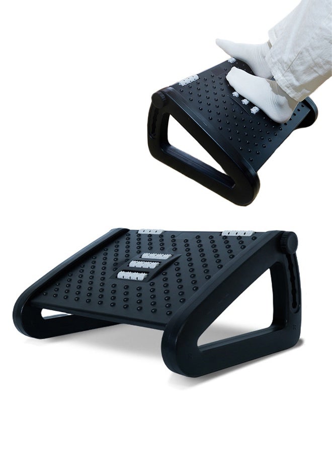 Foot Rest for Under Desk at Work, Six Heights Adjustable Under Desk Footrest, Ergonomic Foot Stools for Under Office Desks, Desks Foot Rest with Massage Rollers, Leg Rest for Chair (Black) - Image 1