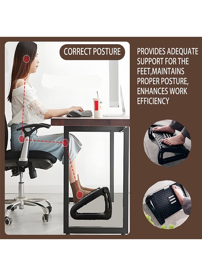 Foot Rest for Under Desk at Work, Six Heights Adjustable Under Desk Footrest, Ergonomic Foot Stools for Under Office Desks, Desks Foot Rest with Massage Rollers, Leg Rest for Chair (Black) - Image 2