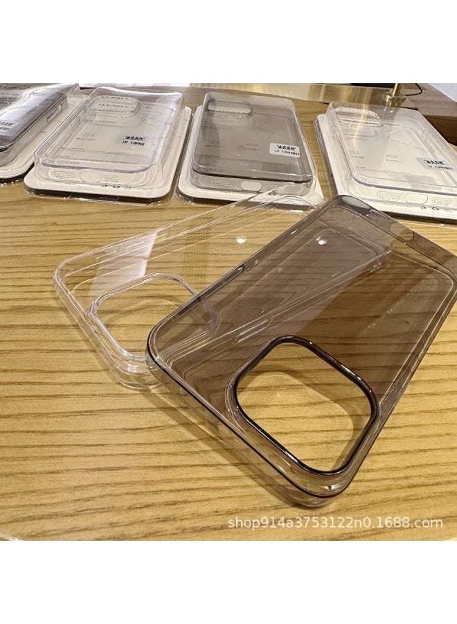 Ice Transparent For IPhone 15PRO Phone Case PC Hard Shell Does Not Yellow Apple 16PROMAX Protective Case-Color:Transparent Gray-Applicable Model:IP 13PROMAX