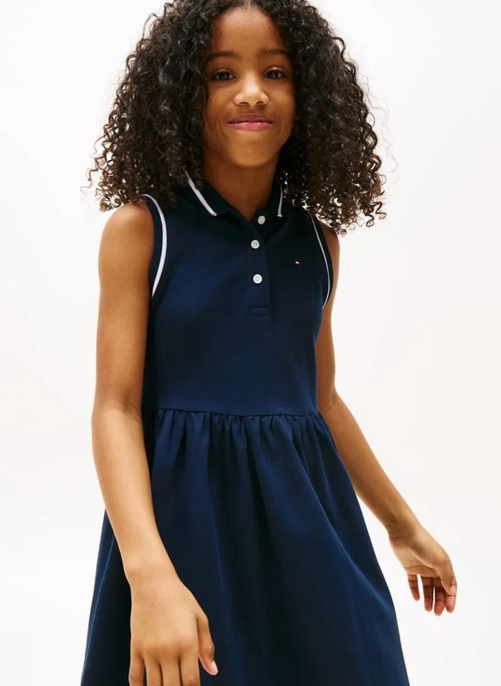 Tommy Hilfiger navy blue Essential Sleeveless Fit And Flare Polo Dress for Women | Best Price UAE