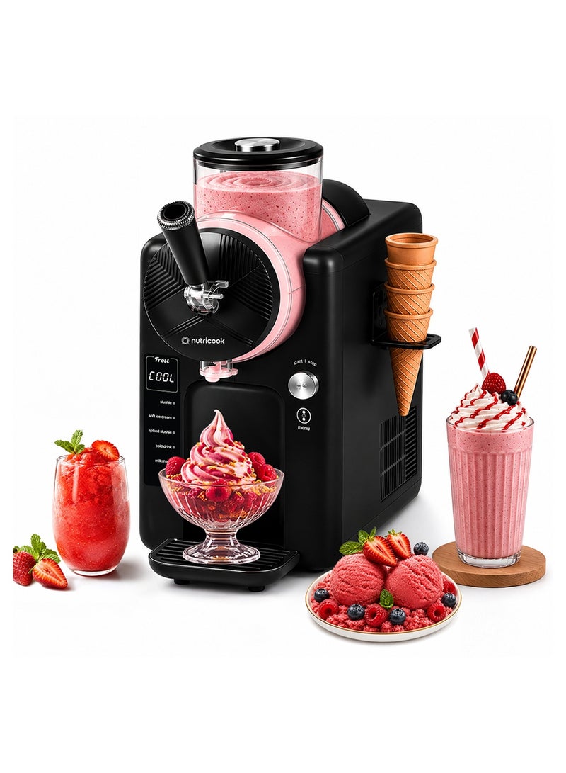 nutricook Frost Ice Cream Maker – 2-in-1 Soft Serve & Slushie Machine with Built-In Compressor | 6 Frozen Treat Modes, 7 Texture Settings, 1.8L Capacity | Instant Ice Cream Machine, No Pre-Freezing 1.8 L 150 W FRS330K-ME Black 1.8 L 150 W FRS330K-ME Black - Image 1