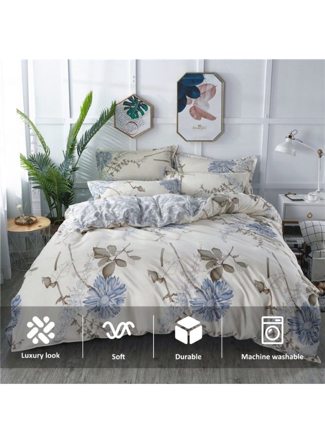 LEFAFA 4 Piece Duvet Cover Set, Ultra Soft Microfiber Comforter Cover Set with Zipper Closur, Cotton Bedding Set with 2 Pillow Cases(220x240cm) - Image 5