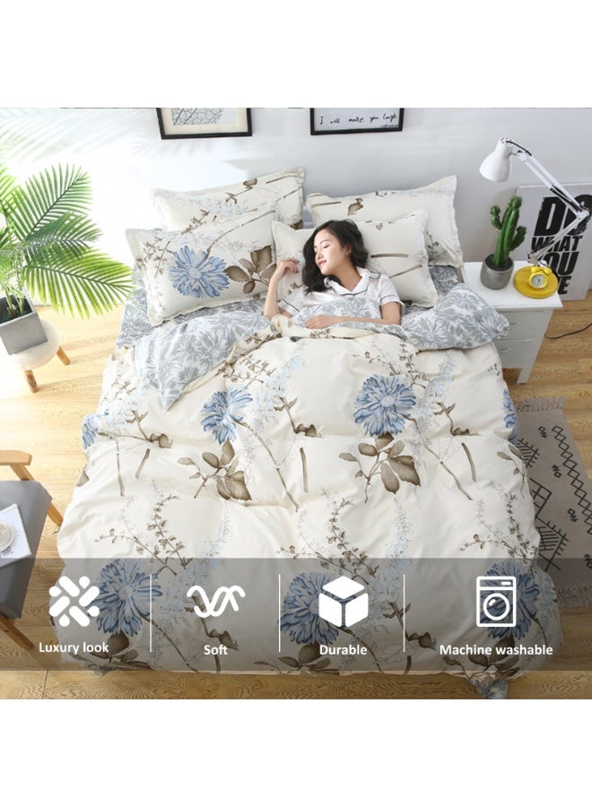 LEFAFA 4 Piece Duvet Cover Set, Ultra Soft Microfiber Comforter Cover Set with Zipper Closur, Cotton Bedding Set with 2 Pillow Cases(220x240cm) - Image 4