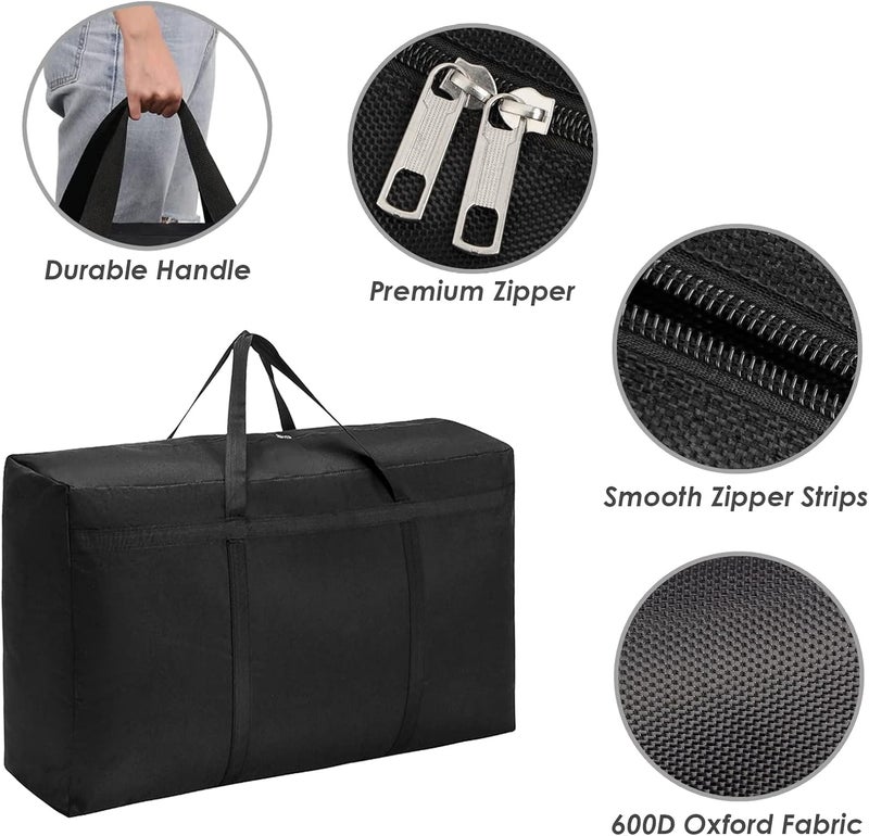 3 Pack 180L Extra Large Under Bed Storage Bags, Thickened Sturdy Oxford Moving Organizer Bags, Waterproof Heavy Duty Foldable Portable Bag for Duvet, Blankets, Clothes, Bedding, Travel - Image 5