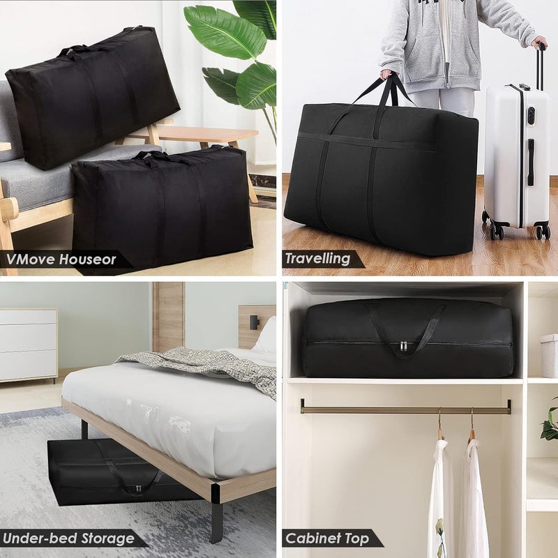 3 Pack 180L Extra Large Under Bed Storage Bags, Thickened Sturdy Oxford Moving Organizer Bags, Waterproof Heavy Duty Foldable Portable Bag for Duvet, Blankets, Clothes, Bedding, Travel - Image 2