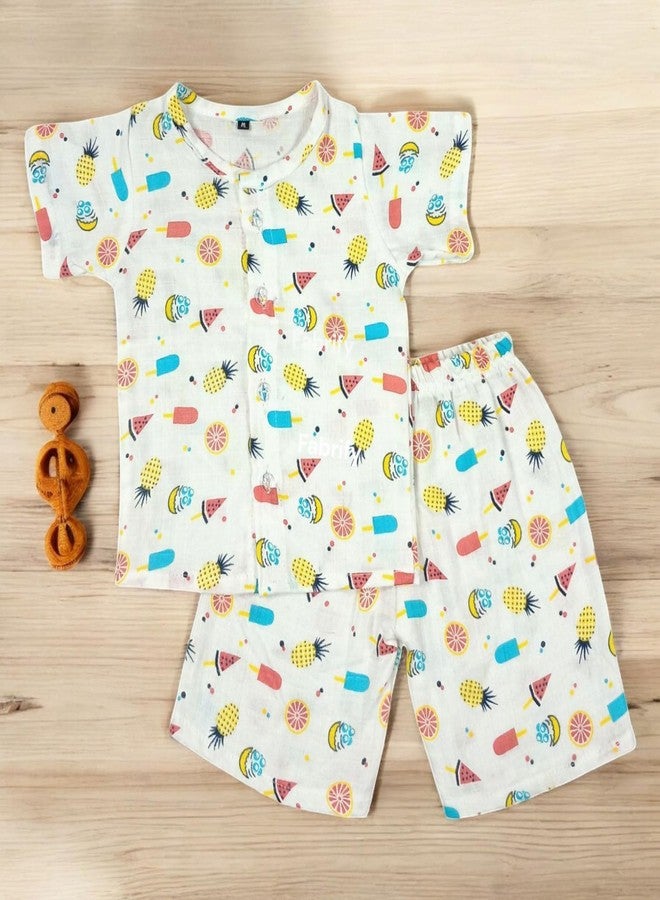 Fabrify Organic Muslin Cotton Baby Top and Bottom Set, Sleepsuit Night Dress, Infant Toddler Clothing (Candy, Medium (3-6 M)) - Image 4