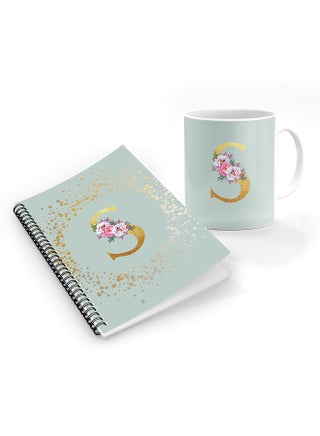 Custom Monogram Initial Letter Floral Pattern Alphabet - S  ( Light Green )