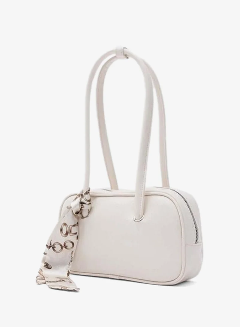 Shule Bags Beau Scarf Detailed Baguette Bag – Cream.