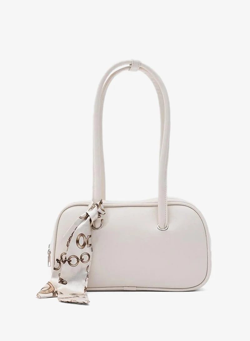 Shule Bags Beau Scarf Detailed Baguette Bag – Cream.