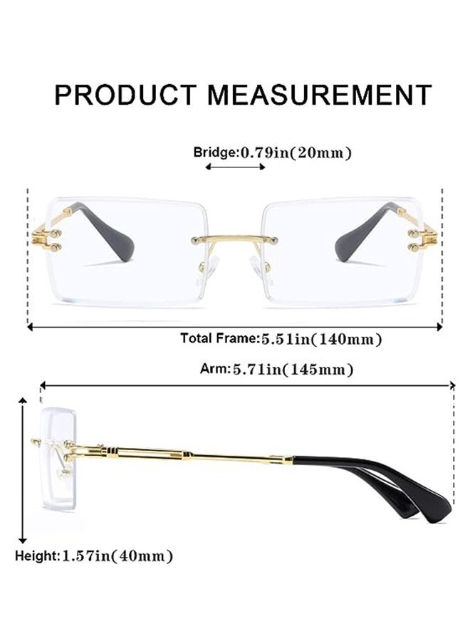 Fashion Rimless Rectangle Sunglasses For Women Men Rectangle Glasses Ultralight UV400 Eyewear Unisex