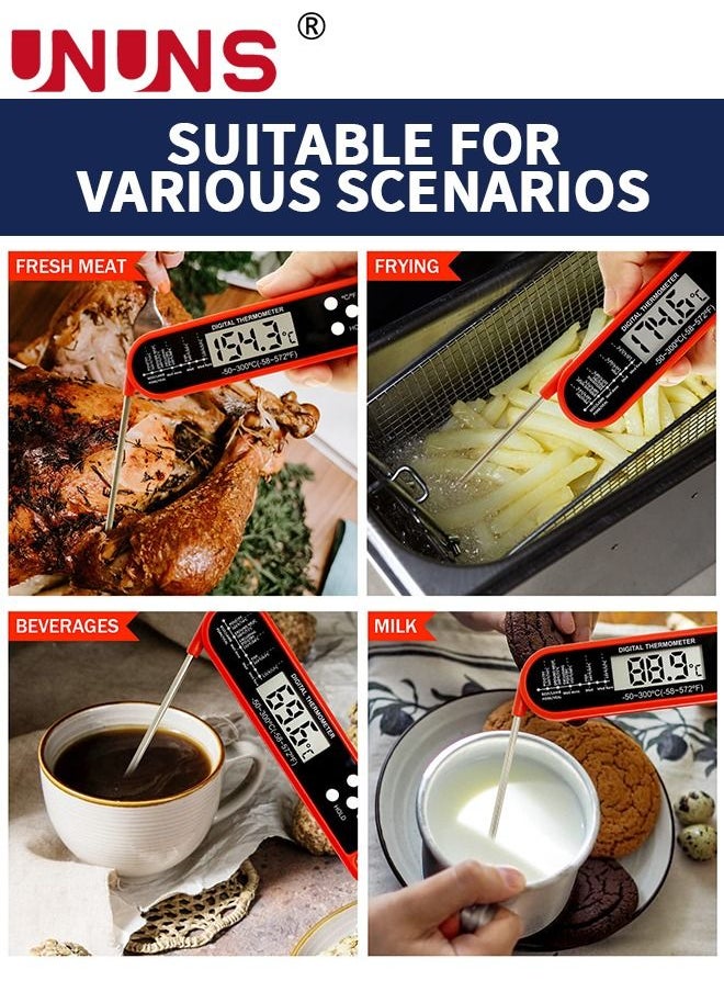 UNUNS - Digital Food Thermometer With Probe,Food Thermometer For Cooking Grilling,Waterproof Grill Thermometer With Magnetic Back Calibration For Baking,Liquids,Candy Air - Image 1