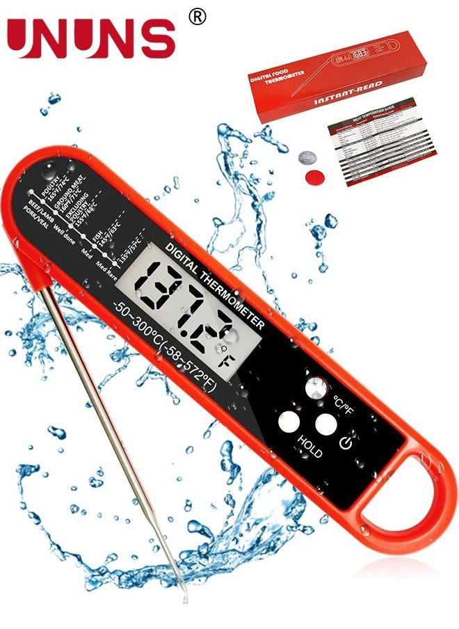 UNUNS - Digital Food Thermometer With Probe,Food Thermometer For Cooking Grilling,Waterproof Grill Thermometer With Magnetic Back Calibration For Baking,Liquids,Candy Air - Image 1