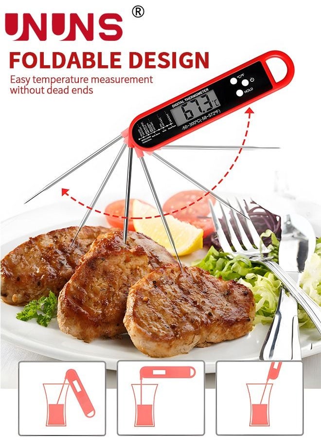 UNUNS - Digital Food Thermometer With Probe,Food Thermometer For Cooking Grilling,Waterproof Grill Thermometer With Magnetic Back Calibration For Baking,Liquids,Candy Air - Image 1