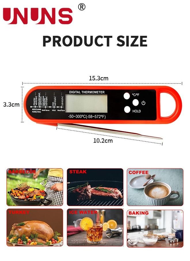 UNUNS - Digital Food Thermometer With Probe,Food Thermometer For Cooking Grilling,Waterproof Grill Thermometer With Magnetic Back Calibration For Baking,Liquids,Candy Air - Image 1