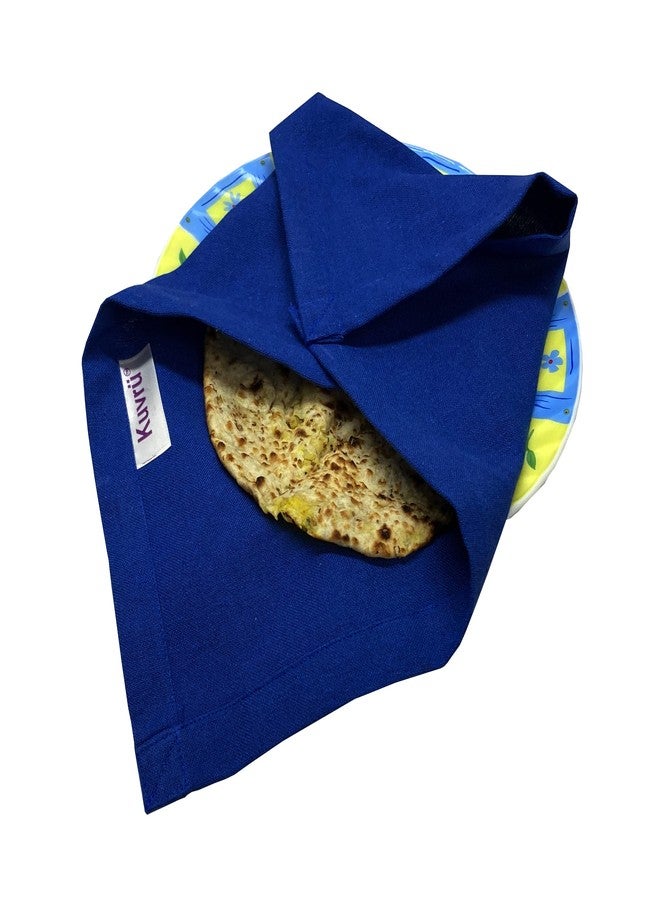 Kuvrü Cotton Hygiene Roti Chapati Cover, Napkin for Lunch Box for School & Office,Easily Fit in Lunch Box & Caseroll,Washable & Reusable,Eco Friendly,Pack of 3 (Blue, 3) - Image 1