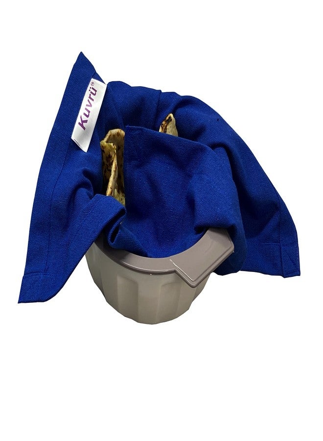 Kuvrü Cotton Hygiene Roti Chapati Cover, Napkin for Lunch Box for School & Office,Easily Fit in Lunch Box & Caseroll,Washable & Reusable,Eco Friendly,Pack of 3 (Blue, 3) - Image 2
